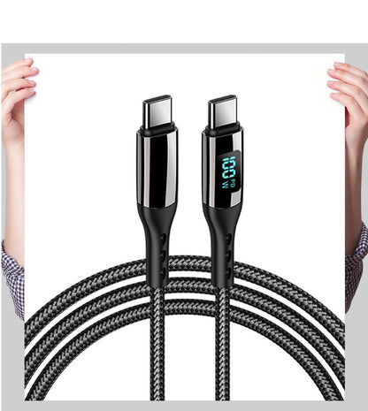Double-headed TYPE-C Interface 5A Fast Charge PD Woven CtoC Digital Display Zinc Alloy Data Cable