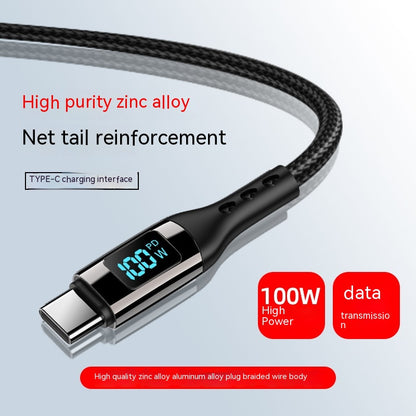 Double-headed TYPE-C Interface 5A Fast Charge PD Woven CtoC Digital Display Zinc Alloy Data Cable